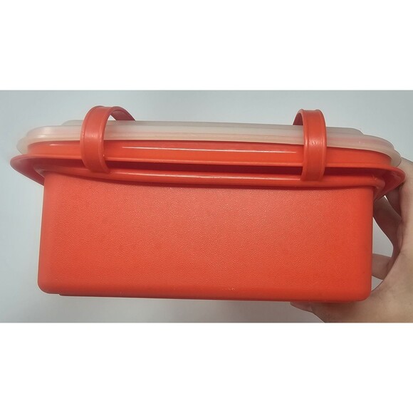Tupperware Pack N Carry Lunch Box Set Vintage Paprika Red #1254-3 - Picture 4 of 16
